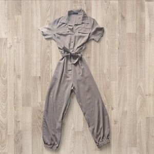 SHEIN Short-Sleeve Khaki/Tan Jumpsuit